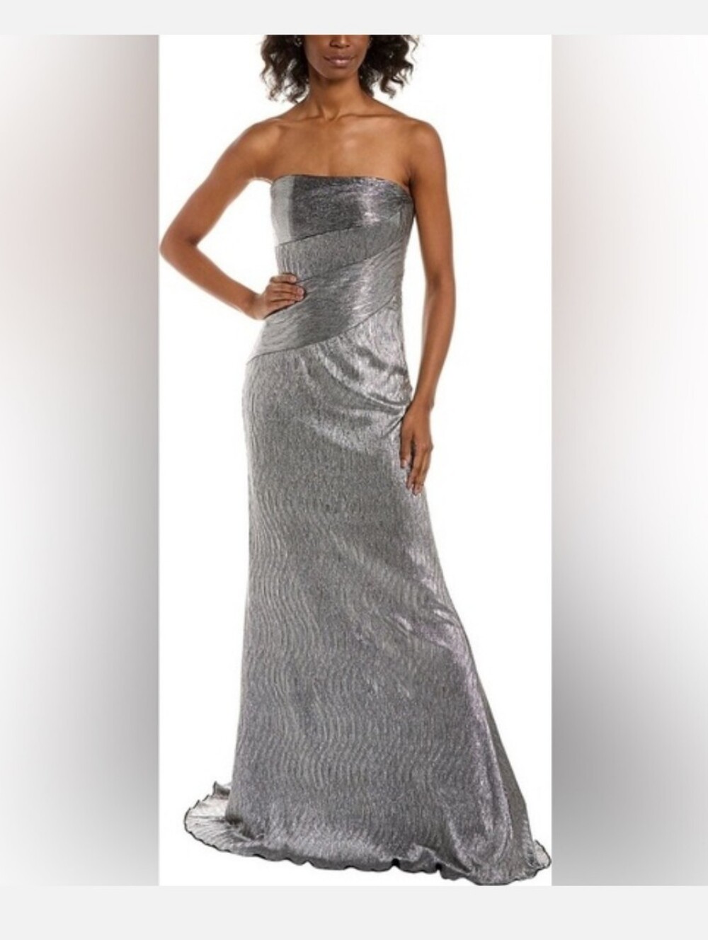 Rene Ruiz Metallic Strapless Gown - Picture 2 of 14